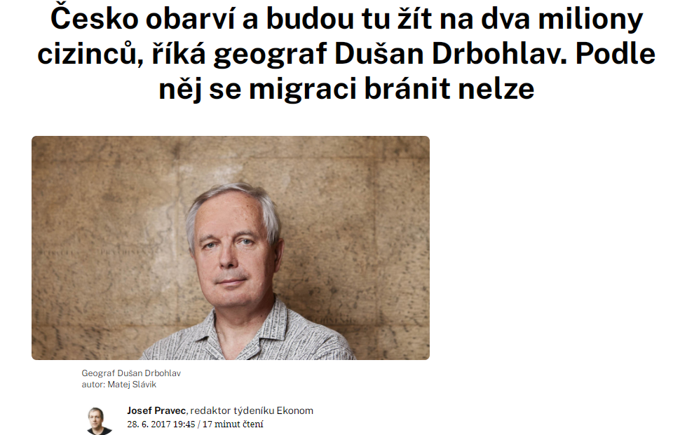 Rozhovor s Dušanem Drbohlavem v časopise Ekonom